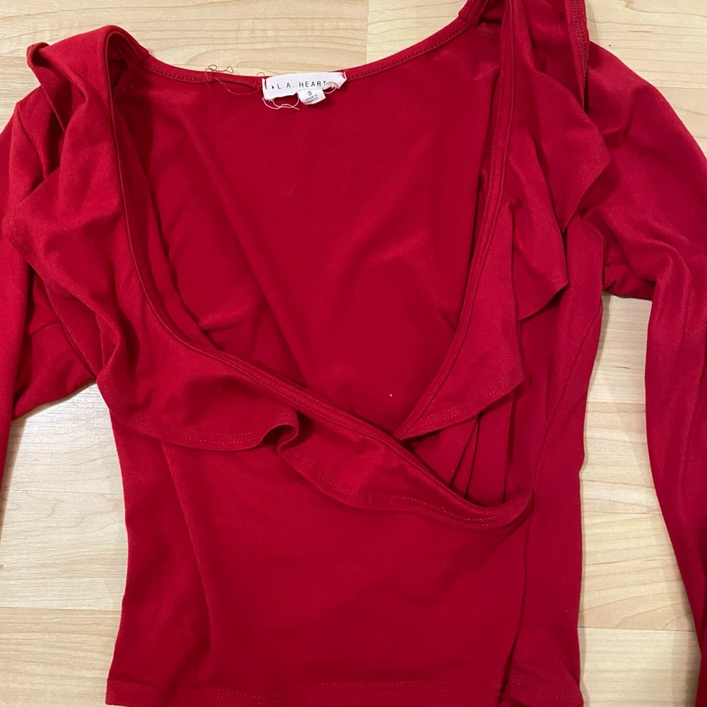 Pacsun LA Hearts red long sleeve top